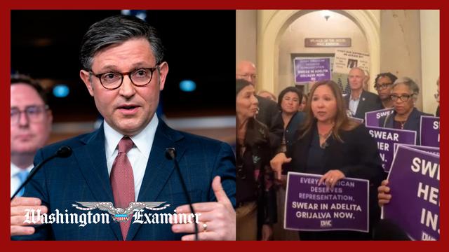 Mike Johnson responds after Democrats 'storm' his office
