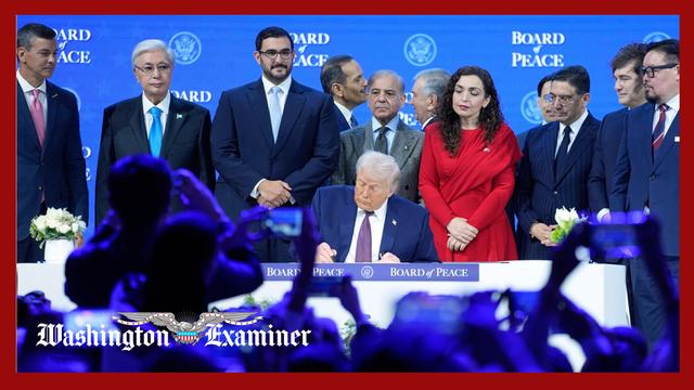 Leaders friendly with Trump surrounded him at the Board of Peace signing
