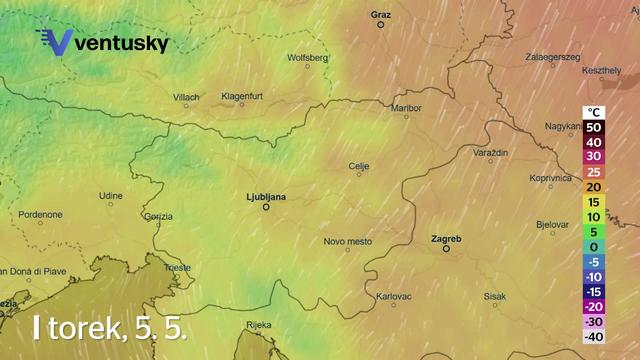 Danes še poletne temperature, v naslednjih dneh pa občutna sprememba #animacija