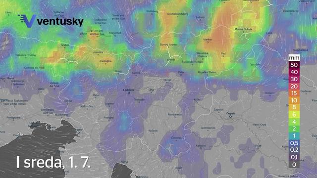 Nevihtna celica pred Ljubljano oslabela, v Borovnici in Postojni padala toča #animacija