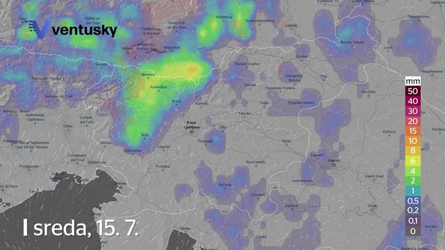 Ponekod že padala debelejša toča, nevihtna linija se premika čez Slovenijo #animacija