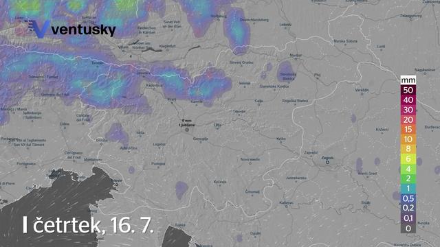 Nad Slovenijo dve nevihtni celici: ena gre proti Karavankam, druga proti Ljubljani #animacija