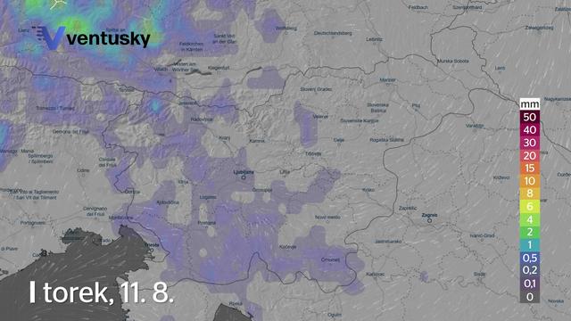Plohe in nevihte bodo močne, a le ponekod. Prva večja količina dežja nas čaka ... #animacija