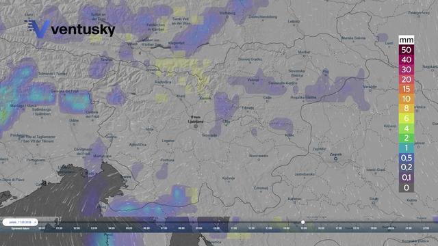 Pod vodo Tartinijev trg v Piranu, mestno jedro Izole in Portorož. Nad Hrvatini mini tornado. #animacija