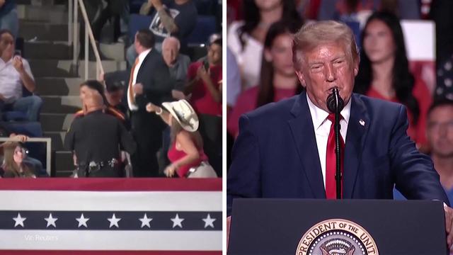 Na Trumpovem shodu zavrelo: protestnika zgrabili za lase, drugega vklenili