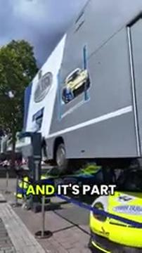 Wild mobile semi truck repair setup with a funny logo! @messefrankfurt